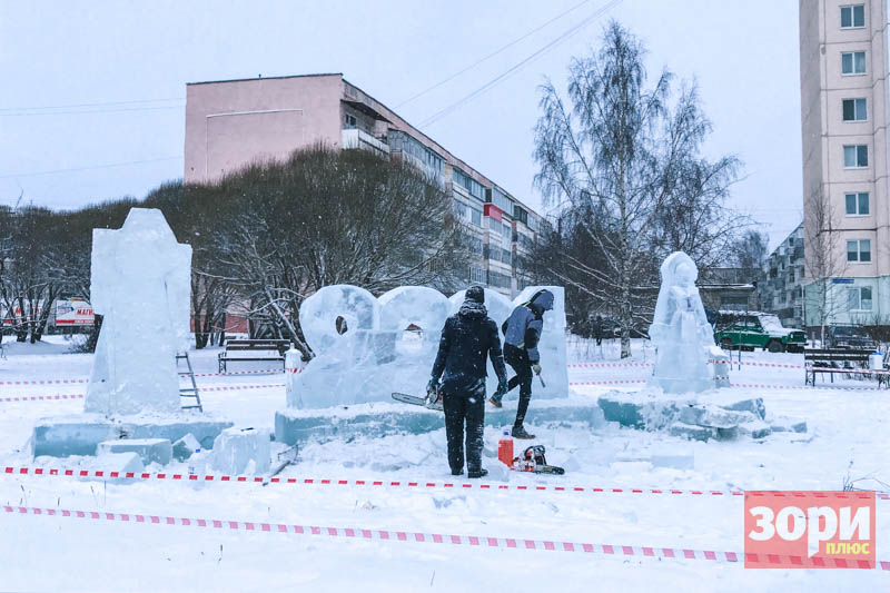 В Добрянском округе создают ледяные фигуры