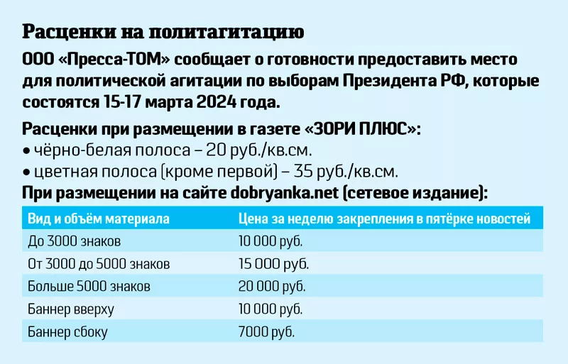 Расценки на политическую агитацию