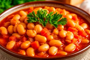 Тушёная фасоль с овощами